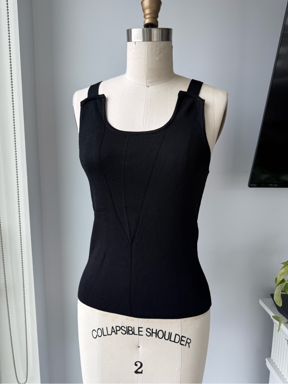 Cyrus Black Scoop Neck Ribbed Tank